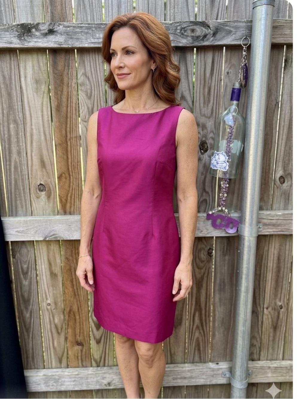 Talbots Sleeveless silk Sheath Dress in Raspberry
